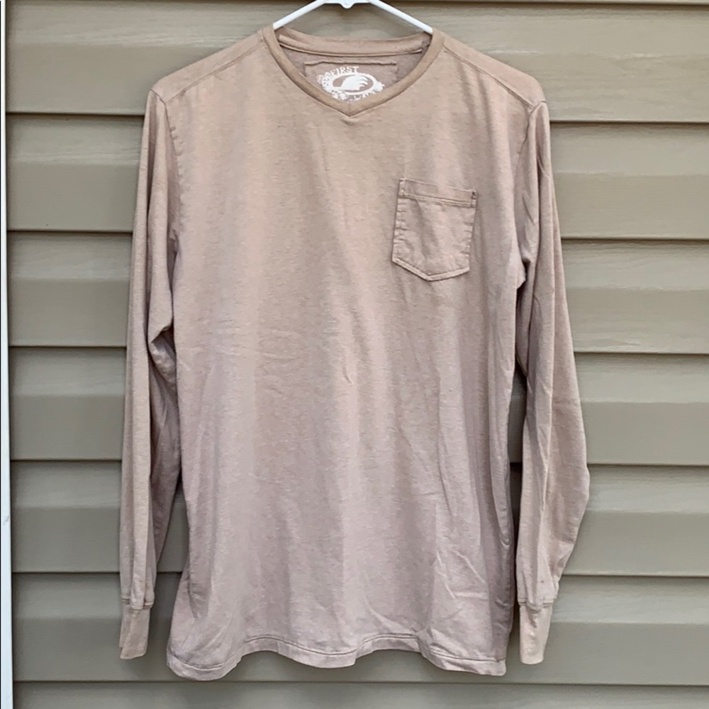 First Wave boys khaki long sleeve v-neck shirt  $5/25